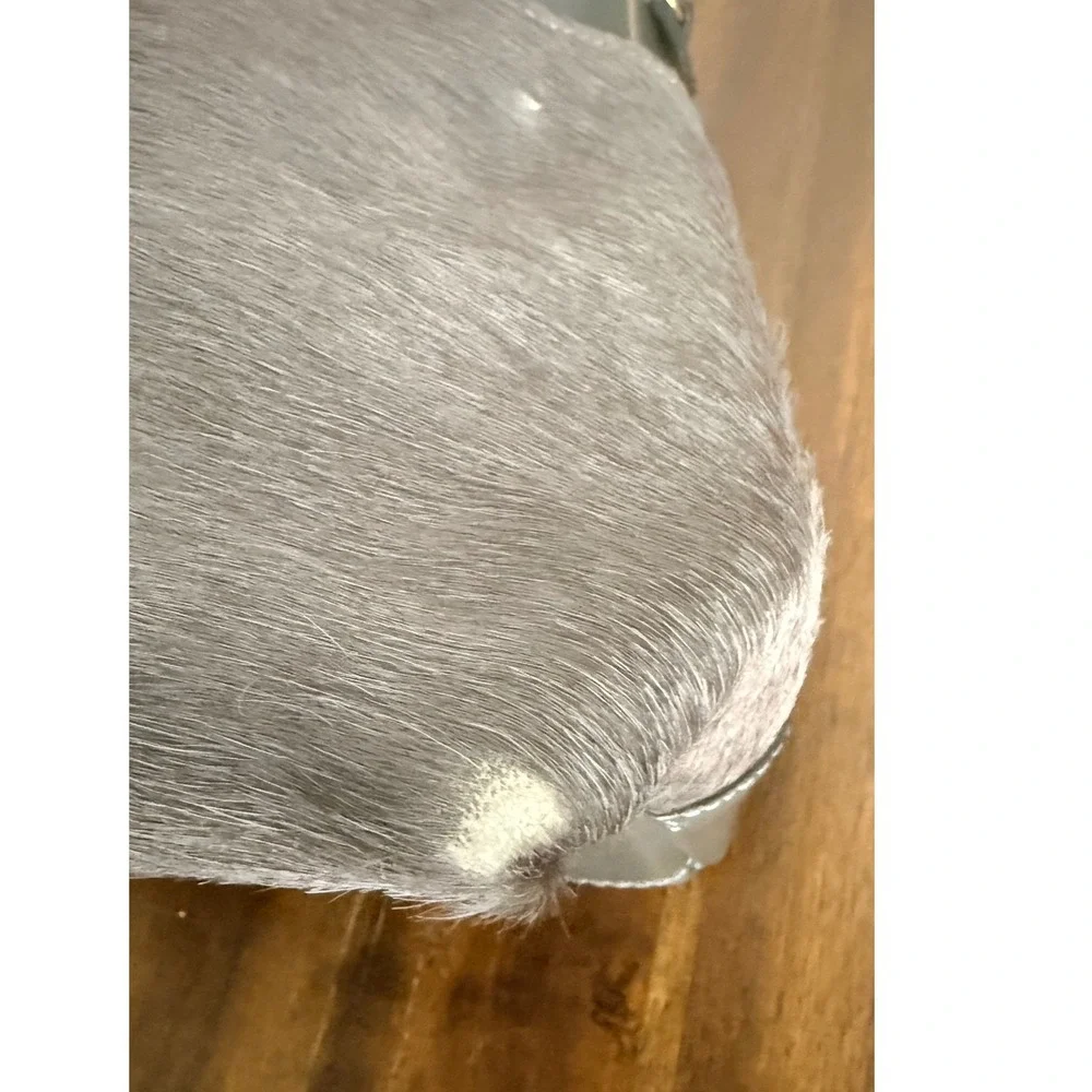 A. Bellucci Grey Patent Leather and Pony Hair Dome Satchel Handbag